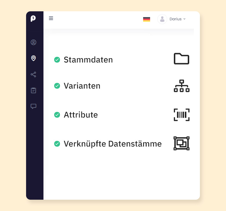 Stammdaten, Varianten, Attribute und verknüpfte Datenstämme